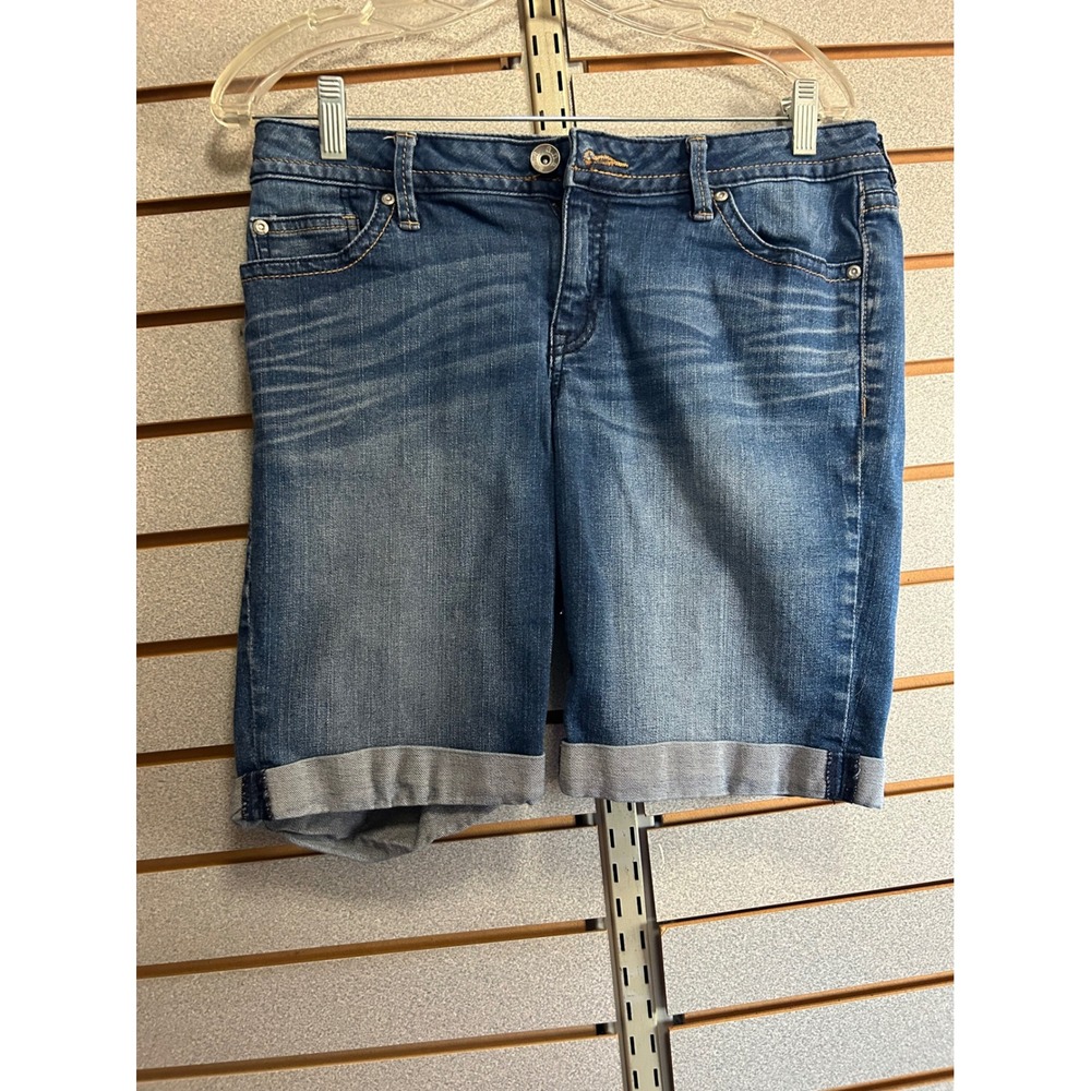 ana A New Approach Womens Blue Denim Bermuda Shorts‎ Size 8 Medium Wash Cuffed